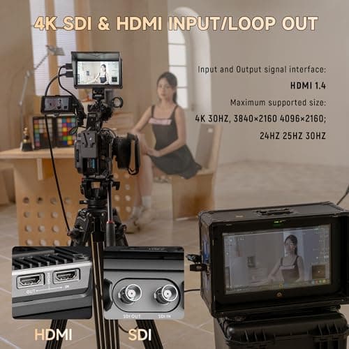 VILTROX DC-X3 2000 Nits SDI Kit Moniteur de terrain pour caméra avec cage, 4K HDMI Moniteur vidéo à écran tactile avec pare-soleil/batterie, 3D Lut 1920X1080 HD Full Waveform Focus Peaking VectorScope