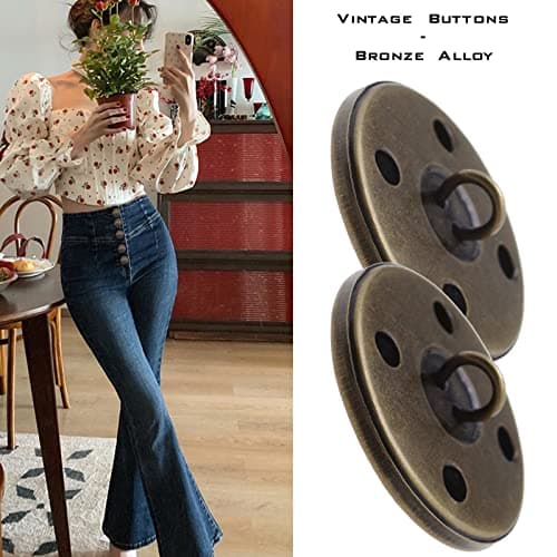 ECSiNG 12pcs Gravé Boutons Bronze Antique avec Tige Ronde Couture Boutons Décoration pour Vêtement DIY Artisanat Manteaux Veste Coupe-Vent Pantalon 25mm