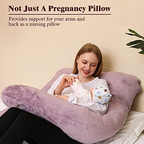 Chilling Home Coussin de Grossesse,Coussin Allaitement en Forme de U en Velours Amovibl, Coussins de Maternité et Corps pour Dormir,Violet