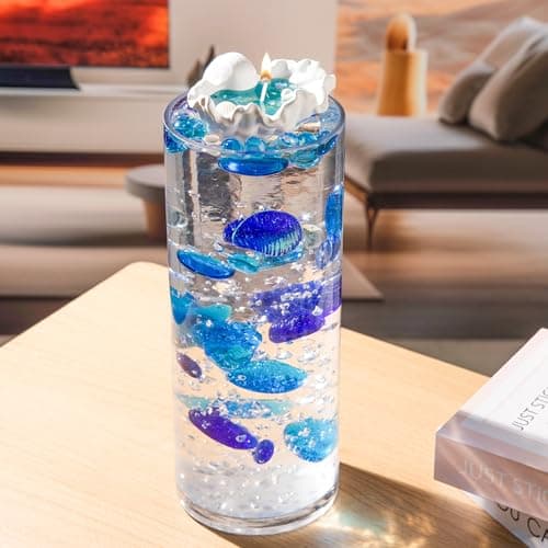 ANZON MORIES Perles d'eau claire 328g billes et plates pour vase, Perle d eau transparente en hydrogel et eau gélifiée Clair, bougies flottante, décoratif maison, déco Noël, festivité marriage