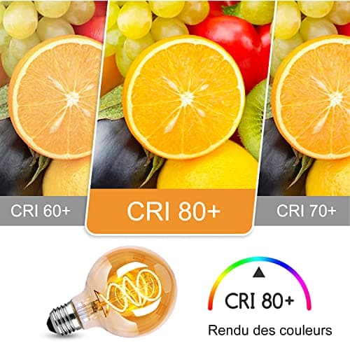 Ampoule E27 Vintage 4W Dimmable Blanc chaud 2700K G80 - Ambré, Lot de 4