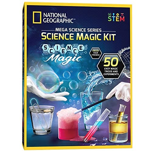 National Geographic Science Magic Kit - Kit Scientifique pour Enfants avec 50 Expériences Uniques et Tours de Magie, Ensemble de Chimie et Projet STEM, Un Excellent Cadeau pour Garçons et Filles