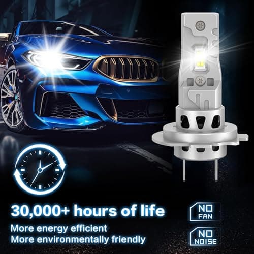 AUXIRACER h7 LED 30000LM, 120W 600% Lumière 6500K Blanc Anti Erreur Extrêmement Brillant Kit de Conversion h7 Phares, pour Rechange pour Lampes Halogènes et Xenons Auto (2 Set)