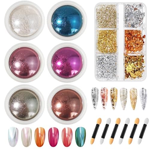 HavaCue 6 Couleurs Poudre Chrome Ongle Avec Feuille D'or Paillette Ongles Nail Art Pour La Décoration Poudre Chrome Nail Poudre Spoudre Effet Chrome Ongle Pour L'art de La Manucure Bricolage Manucure