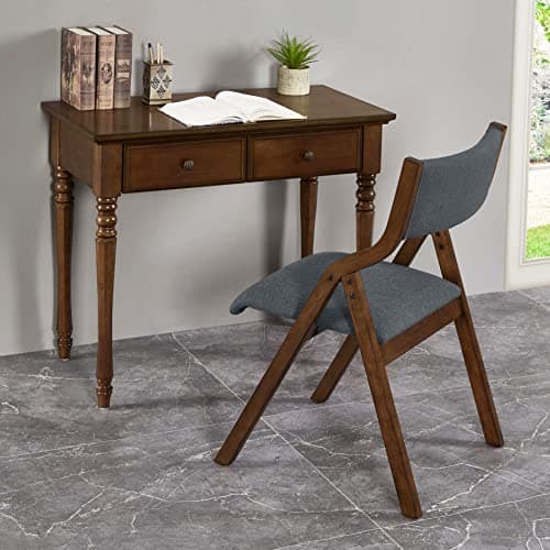 Ball & Cast Chaises Pliantes Tapissées Lot de 2, Chaise de Salle à Manger Pliable Confortable, Chaise de Réunion en Bois pour Cuisine Bureau, Facile à Transporter et à Ranger, Gris Foncé