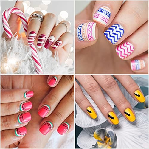 Pwsap Autocollants Ongles Français, Auto-Adhésifs Autocollants de Manucure Blanc, 24 Feuilles Autocollants Tips Guide Ongles Français Pour Manucure Décoration, Vagues, Lune, étoiles, formes d'amour