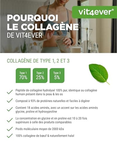 Collagène en Poudre 1000 g - 100% Collagène Bioactif hydrolysat Peptides - collagène type 1, 2 & 3 - Goût Neutre - Sans additifs