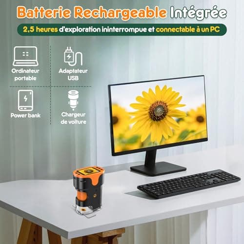 1000X Microscope Numérique Portable pour Enfants - Écran 4K 2,0", Electronique, Rechargeable, avec Kit de Lames - Mini Scope de Poche Cadeaux Éducatifs pour 4-12 Ans