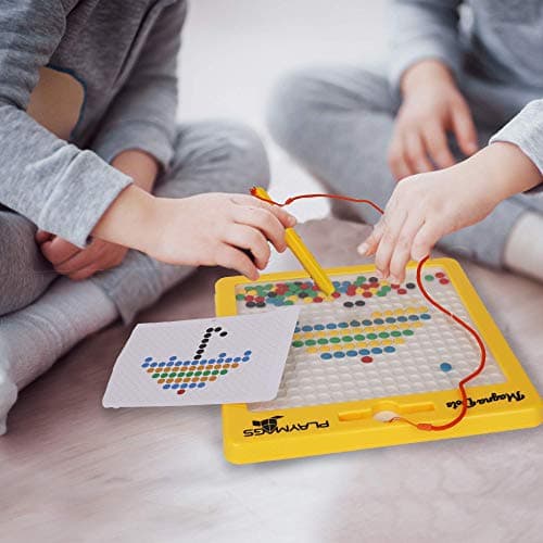 Playmags Magna Dots - Grand Tableau magnétique 12,5" pour Enfants - Tableau magnétique à Pois avec Stylo magnétique - Aimants Magna Safe pour Enfants et Tout-Petits - Jouet de Voyage