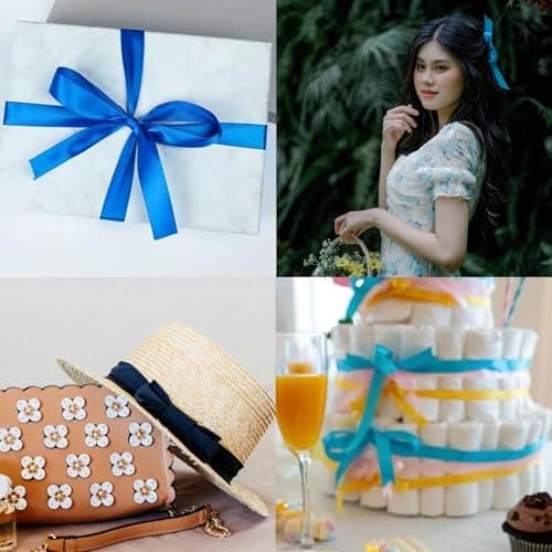 MORAINJAY 20mm Bleu Ciel Ruban Satin,2cm Ruban Rouleau pour Emballage Cadeaux,23 Mètres Satin Ribbon Roll pour Bouquets,Ballon,Couture,Nœuds,Gâteau,Décoration de Mariage/Anniversaire/Noël/Fête