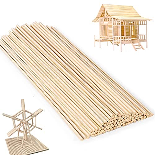 duoyif Bâtons Rond En Bois Naturel, 30 Cm Bâtonnets De Bois, Batonnet Bois Artisanat, Tige En Bois Rond Pour Bricolage, Bâtons En Bois Pour Projets De Modélisme Sculpture Artisanat 60PCS
