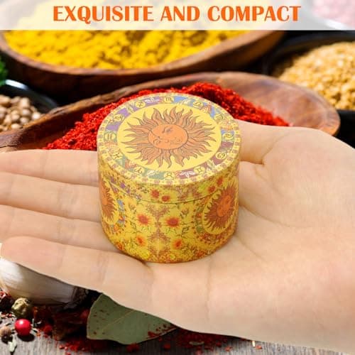 50MM Moulin à Pollen Grinder D'herbes Grinder Vintage Sun Herb Grinder Grinder Métal Pour Épices Herbes Pollen Vanille Avec Grattoir à Pollen Jaune