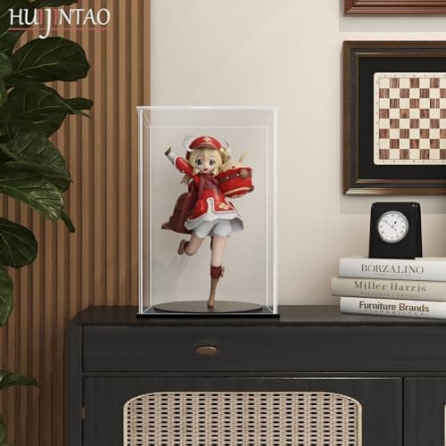 Huijintao Vitrine Acrylique, Vitrine Exposition Transparent, Vitrine Figurine, Vitrine pour Collection, vitrine Voiture Miniature pour Figurines, Jouets, Objets de Collection, Noir (15x15x25 cm)