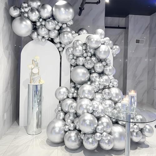Unisun Ballons argentés métallisés, 50 pièces, 12 pouces, en argent chromé, ballons argentés, pour femmes, hommes, garçons, fêtes, anniversaire, mariage, fiançailles, anniversaire, fête