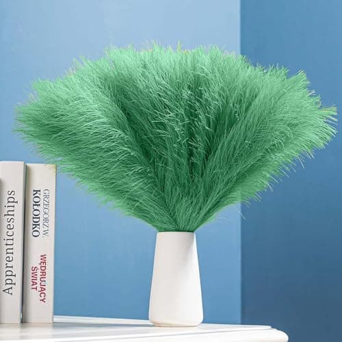 VIDSTW 30 Pièces Herbe de la Pampa Vert Pampa Artificielle de Moelleux Pampas Fleur Sechees Decoration Boheme Pampa Fleur Sechees Naturel Décoration Fleur Sechees pour Mariage Maison