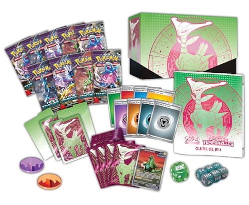Pokémon JCC Coffret Dresseur d’élite Écarlate et Violet – Forces Temporelles – Vert-de-Fer (1 Carte Promo entièrement illustrée d’Épine-de-Fer, 9 boosters et des Accessoires de Jeu Premium)