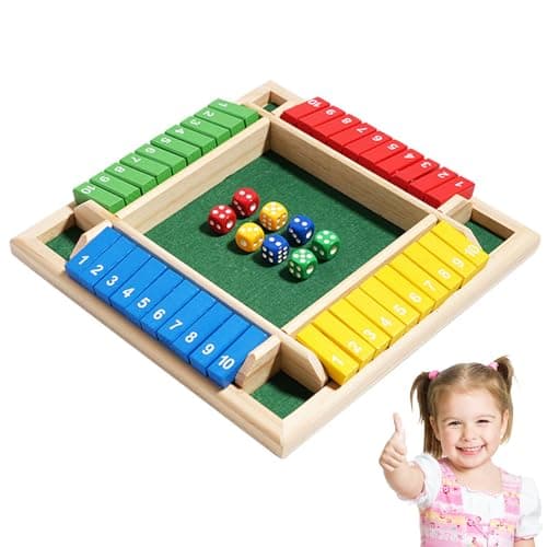 GGesii Shut The Box Jeu de Dés en Bois, Shut The Box Jeu de Table en Bois, Jeu de Dés Shut The Box 4 Joueurs Jeu de Mathématiques, pour Salle de Classe, Maison, Fête ou Pub