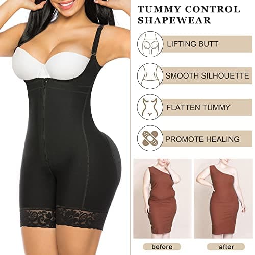 YIANNA Body Sculptant Femme Gainant Invisible Gaine Ventre Plat Shapewear Amincissante Combinaison Fajas Colombianas Corset Minceur Noir, 3XL 7212