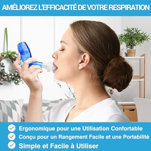 Appareil de Nettoyage du Mucus et d'Expansion Pulmonaire par Tilcare - Pour une Meilleure Forme et un Meilleur Sommeil - Traitement Parfait pour la BPCO, l'Asthme, la Bronchite et la Mucoviscidose