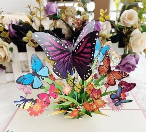 LIANRISES Carte Fete Des Meres Carte Anniversaire Femme Carte Anniversaire Carte De Remerciement Papillons Carte Pop Up Carte Anniversaire 3d