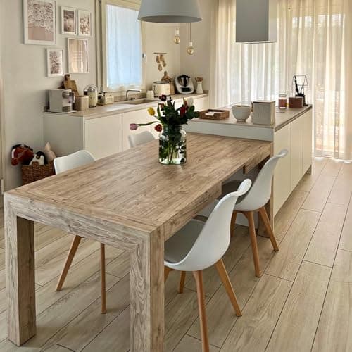 Mobili Fiver, Table Extensible Cuisine, Iacopo, Chêne Naturel, 140 x 90 x 77 cm, Mélaminé, Made in Italy