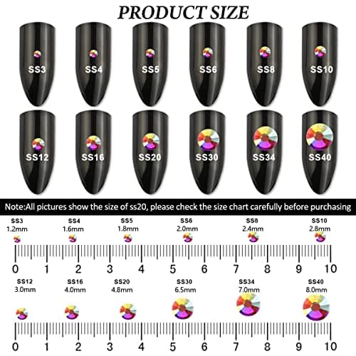 YHMQ DU 2880 pièces Strass, Cristaux à Ongles - Strass pour Ongles, Crystal ClearAB - SS16 (3,8-4,0 mm)