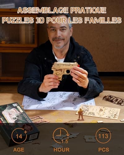ROWOOD Puzzle 3D Bois pour Adultes et Enfants, Maquette en Bois a Construire, Jouet Bande élastique, Cadeaux pour Hommes et Femmes