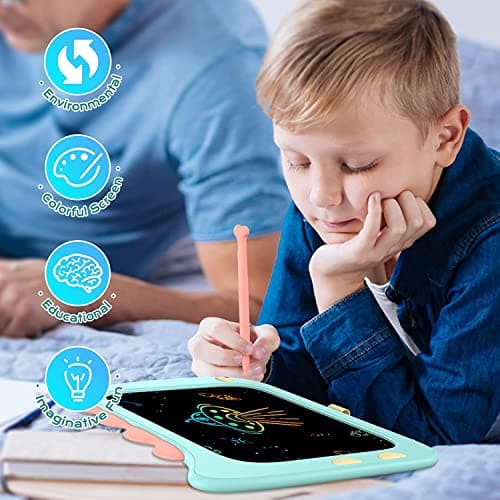 TEKFUN Bebe Jouet Enfants 3 4 5 6 7 Ans Filles et Garçons, Tablette D’Écriture LCD 8,5 Pouces, Dessin Jeux Educatif Dinosaure Jouet Fille Cadeau Anniversaire Noël 3+ Ans (Bleu)
