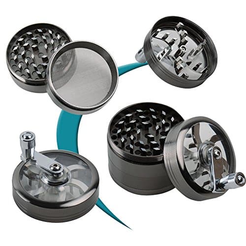 Grinder 6 * 6cm Grinder Moulin à Epicé en 4 pièces Broyeur pour Epices Herbes de Broyage (Noir)