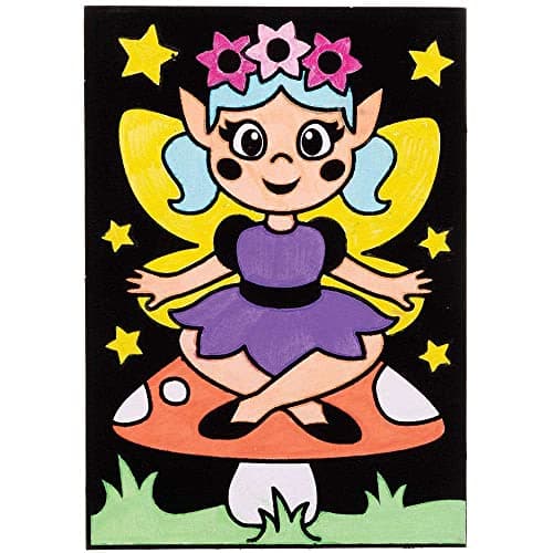 Baker Ross Coloriage en Velours motif Fées - Lot de 10, Activites Manuelles pour les Enfants (FC693)