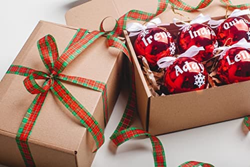 Boule de Noël personnalisée prénom ou texte au choix, decoration de sapin rouge, 5 pièces. Boules de noël Olesea