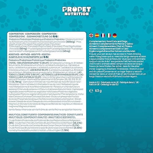 Probiotique Chien et Chat + Prebiotique + Vitamines. 11 Souches Bio-Actives. 10 Milliards UFC. Améliore la Digestion. 120 Comprimés. Anti-Flatulence, Immunité. Digestic. CE. Propet Nutrition