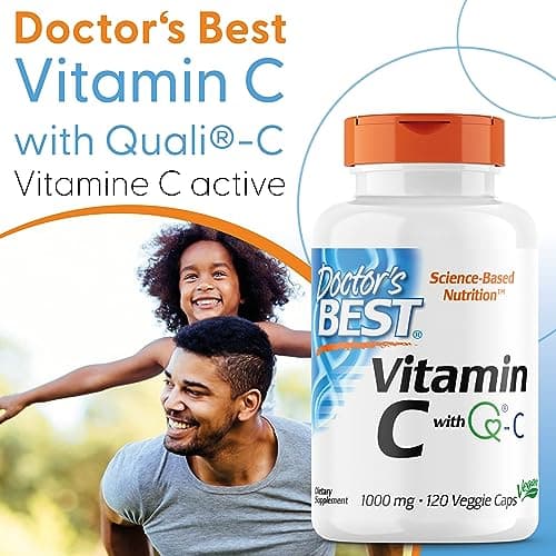 Doctor's Best, Vitamine C avec Quali C, 1.000mg, 120 Capsules végétaliennes, Testé en Laboratoire, Sans Gluten, Sans Soja, Végétarien