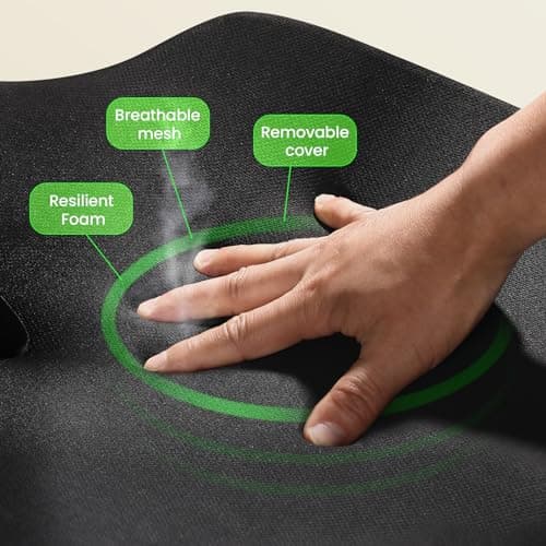 Benazcap Grand Coussin de Siège pour Chaise de Bureau, Siège de Voiture, Mousse à Coussin de Chaise Ergonomique Réduisant la Douleur, Augmente Le Confort D'assise, Favorise la Circulation Sanguine