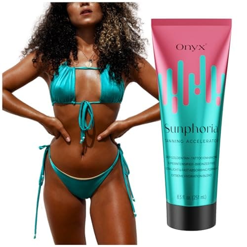 Onyx Sunphoria Solarium Crème sans autobronzant – Crème solaire avec accélérateur de bronzage – Hydratation extrême avec extrait de pêche pour hydrater la peau