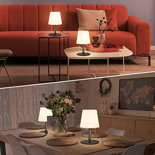 MALUX Lampe de Table sans fil 8 couleurs Blanc chaud Dimmable Lampe Table exterieur Rechargeable IP54 étanche Décoration idéale pour votre maison et votre jardin Table à manger (Gris)