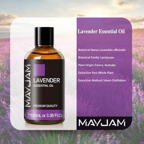 MAYJAM Huile Essentielle de Lavande 100ML de Haute Qualité pour Diffuseur, Humidificateur, DIY, Home, Wardrobes