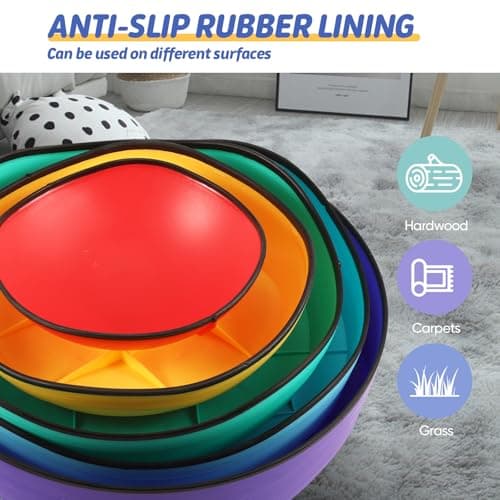 Neulriscn Pierres d'Équilibre pour Enfants,5 Pièces Pierre de Rivière Motricité, Antidérapant Dalles Sensorielles Intérieur & Extérieur,Balance Stepping Stones,Parcours de Motricité