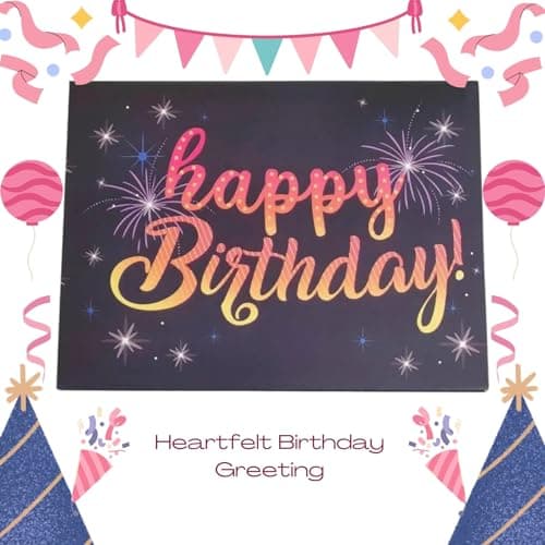 genkigold Carte 3D Joyeux Anniversaire avec Lumières, Musique et Son: Design Gâteau Feu d'Artifice - Cadeau pour Femmes, Hommes, Enfants, Épouse, Maman, Mari - Inclut Enveloppe et Étiquette de Note
