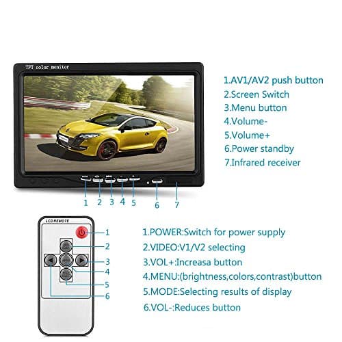 12V-24V 18 IR LEDs Vision Nocturne Étanche Caméra de recul avec 49ft 4 Broches Aviation Extension Câble + 7 Pouces Couleur TFT LCD HD Ecran Moniteur de Véhicule pour Voiture Bus RV Camion Remorque