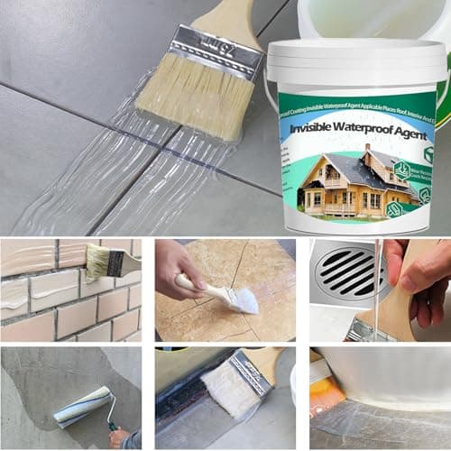 QUKLOGEN 102Fl.oz Scellant Invisible Imperméable,Mperméable de Colle Liquide Transparente avec Brosse Mastic Couteau Gants de Travail Rouleau de Peinture