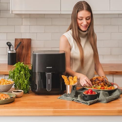 Cecotec Friteuse Sans Huile Cecofry Fantastik 5500. AirFryer de 5,5 L,1500W, PerfectCook, 9 Modes de Cuisson, Tactile, Réglable 80-200oC, Cuisson 60 min, Protection contre la Surchauffe.