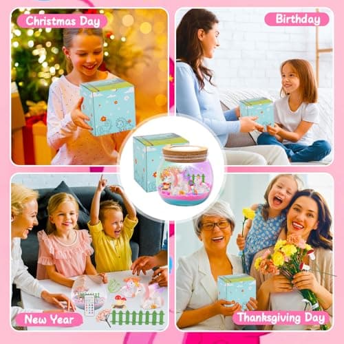 DAOUZL Cadeaux Licorne, Kit de Terrarium Licorne pour Enfant, Licorne Fille Kit Veilleuse, Bricolage Terrarium Plante Licorne Jouet, Kit d'art et d'artisanat, Licorne pour Cadeau Fille 3-12 Ans