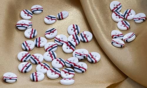 AERZETIX - C65668 - Lot de 10 Boutons à coudre ronds Ø10x2.7 mm à 4 trous 16L L16 - couleur: blanc/noir/rouge - en plastique - ouverture 1.5 mm - loisir créatif mercerie couture vêtements décoration