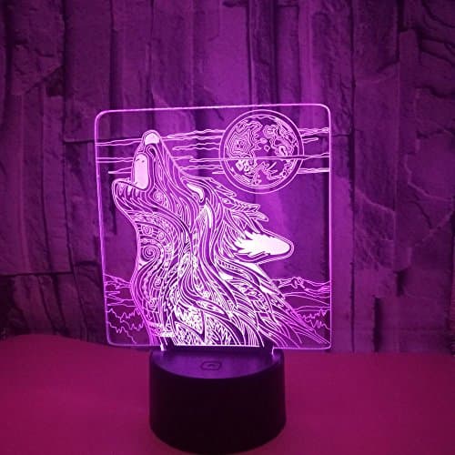 3D Loup Nuit Lampe 16 Couleurs Changeantes Puissance USB Télécommande Contact Switch Lampe Décorative Illusion Optique LED Lampe de Table Anniversaire Noël Cadeau Enfants Jouets