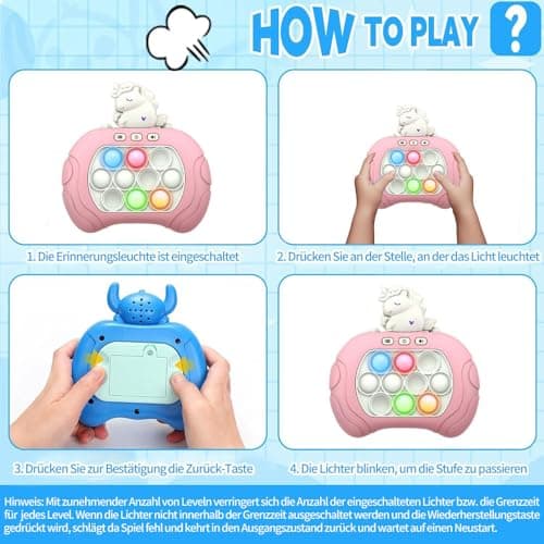 Console De Jeu Quick Push Bubbles,Jeu Fidget électronique,Puzzle Pop It Game Machine,Push Pop Bubble Sensory Fidget Toy,Sensory Fidget Toys for Kids,Machine Jeu Puzzle-Pop (Licorne Couleur)