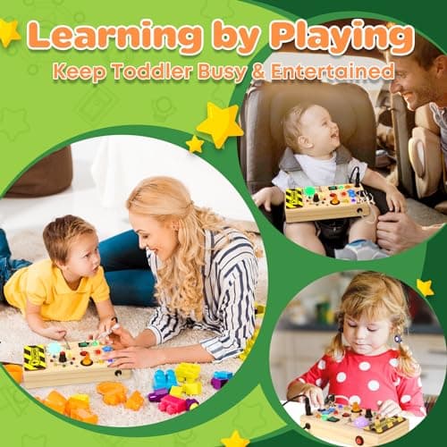 Ophy Busy Board Montessori Planche Activité Montessori Activity Board en Bois avec 9 Interrupteurs 16 Lampes LED Jouet en Bois Bebe Motricité Fine Jeux Educatif Cadeau pour 1 2 3 Ans Jouet Enfant