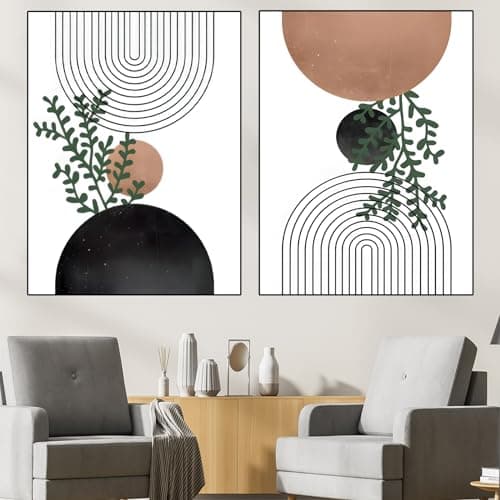 WZXGHE Tableau mural abstrait, motifs de plantes, sur toile, style bohème, image moderne pour chambre à coucher, sans cadre, B, 2 x 30 x 40 cm