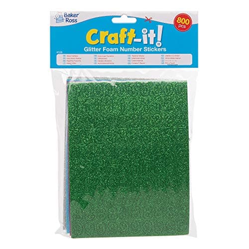 Baker Ross Glitter Foam Self-Adhesive Numbers (Pack of 800) - Arts and Crafts for Kids