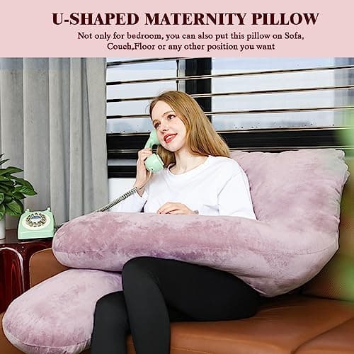 Chilling Home Coussin de Grossesse,Coussin Allaitement en Forme de U en Velours Amovibl, Coussins de Maternité et Corps pour Dormir,Violet